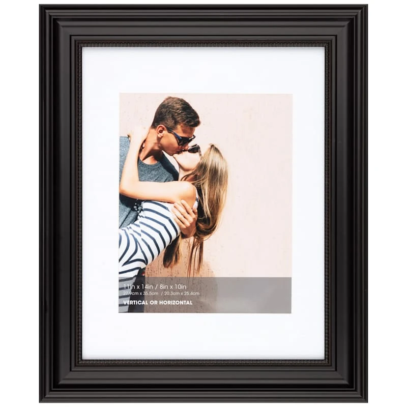 11x14 Matted To 8x10 Ridged Beaded Profile Wall Frame, Black 1 11x14 Matted To 8x10 Ridged Beaded Profile Wall Frame, Black