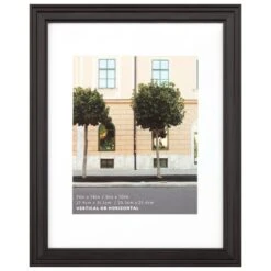 11x14 Matted To 8x10 Ridged Profile With White Mat Wall Frame, Black