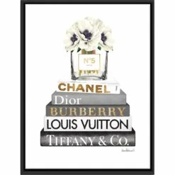 12X16 Framed Glam Books Canvas Wall Art