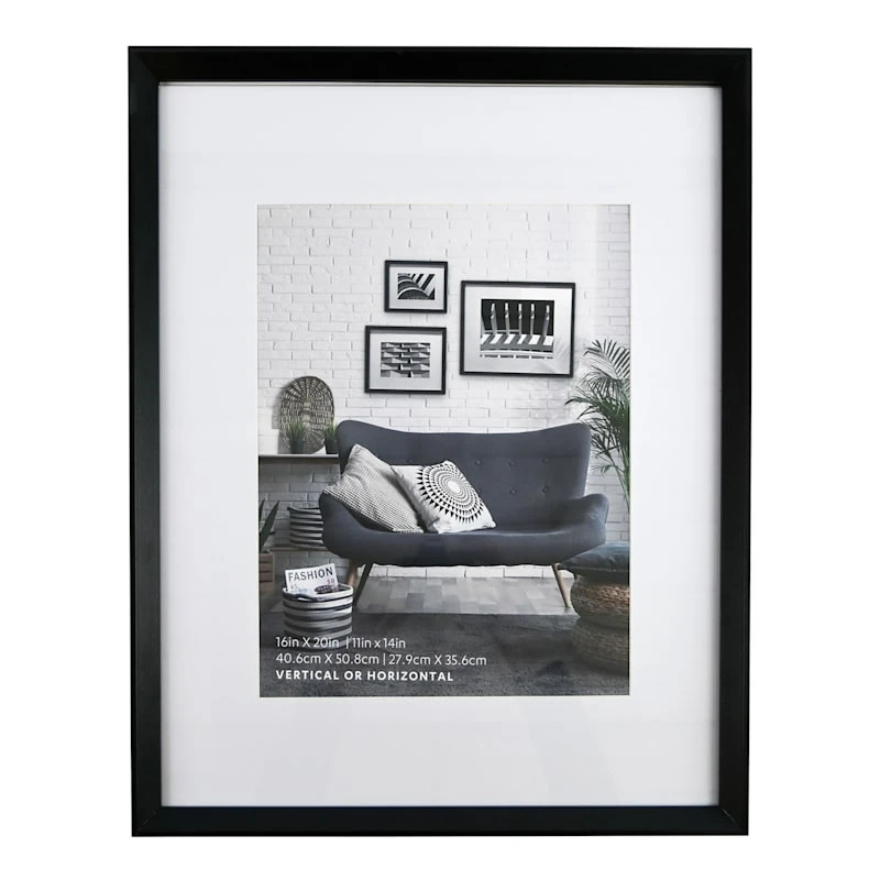 16x20 Matted To 11x14 Wall Frame, Black 1 16x20 Matted To 11x14 Wall Frame, Black