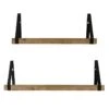 2-Piece Brown Metal & Wood Rectangle Wall Shelf -Luxeframe Shop 2 piece brown metal wood rectangle wall shelf