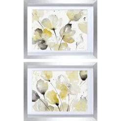 2-Piece Glass Framed Neutral Abstract Floral Matted Wall Art Set, 15x19 -Luxeframe Shop 2 piece glass framed neutral abstract floral matted wall art set 15x19 3
