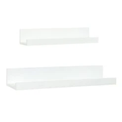 2-Piece White Wooden Wall Shelf Set, 24"