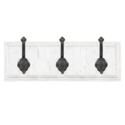 3-Hook Distressed White Rack, 5x15