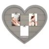 3-Opening Gray Plank Heart Shaped Photo Clip Collage Frame -Luxeframe Shop 3 opening gray plank heart shaped photo clip collage frame