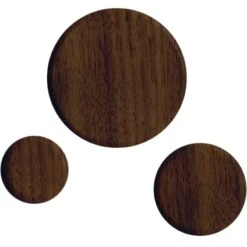 3-Pack Walnut Wood Wall Knobs Set