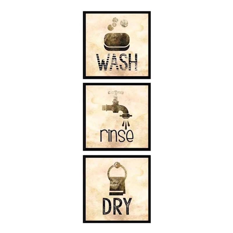 3-Piece Bathroom Art Wooden Wall Plaques, 8" 1 3-Piece Bathroom Art Wooden Wall Plaques, 8"