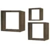 3-Piece Brown Wooden Cube Shelf Set, 12" -Luxeframe Shop 3 piece brown wooden cube shelf set 12