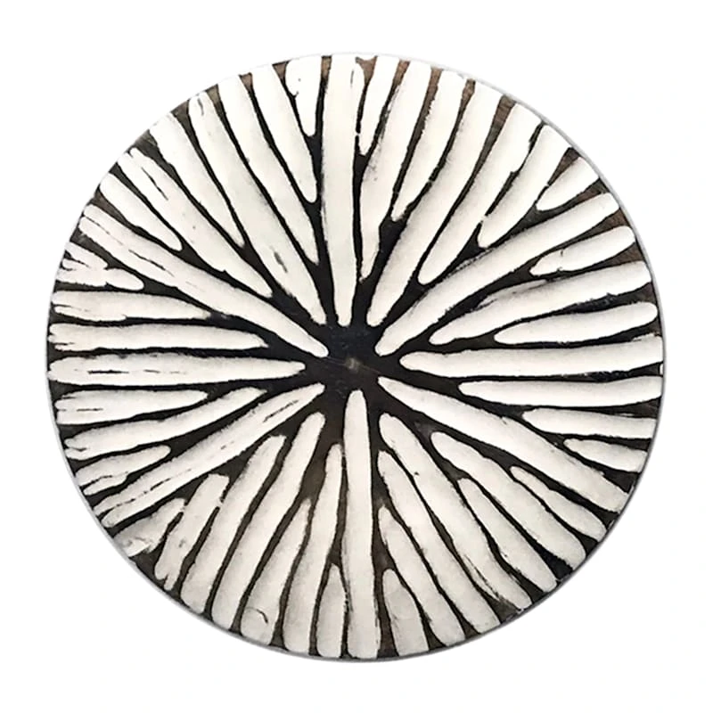 3-Piece Carved Black & White Decorative Wall Plates, 12" 2 3-Piece Carved Black & White Decorative Wall Plates, 12" - Image 2