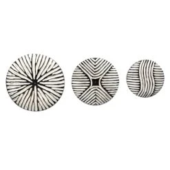 3-Piece Carved Black & White Decorative Wall Plates, 12"