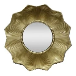 3-Piece Gold Sunburst Wall Mirror Set, 10" -Luxeframe Shop 3 piece gold sunburst wall mirror set 10 2