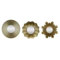 3-Piece Gold Sunburst Wall Mirror Set, 10"