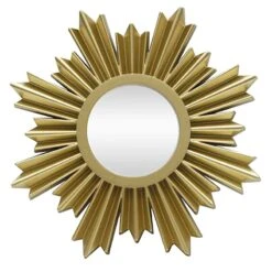 3-Piece Gold Sunburst Wall Mirror Set, 10" -Luxeframe Shop 3 piece gold sunburst wall mirror set 10 3