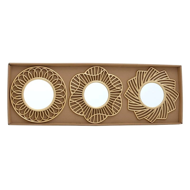 3-Piece Gold Wall Mirror Set 9 3-Piece Gold Wall Mirror Set - Image 9