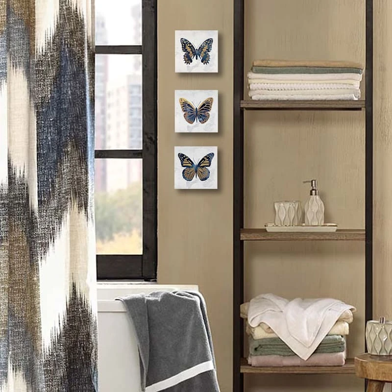 3-Piece Golden Butterfly Canvas Wall Art Set, 6" 2 3-Piece Golden Butterfly Canvas Wall Art Set, 6" - Image 2