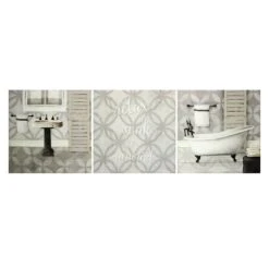 3-Piece Grey Bath Canvas Wall Art, 6"
