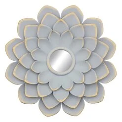 3-Piece Grey Floral Accent Wall Mirror Set -Luxeframe Shop 3 piece grey floral accent wall mirror set 3