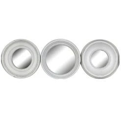 3-Piece Grey Washed Round Wall Mirror Set, 10"