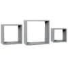 3-Piece Grey Wooden Cube Wall Shelf -Luxeframe Shop 3 piece grey wooden cube wall shelf