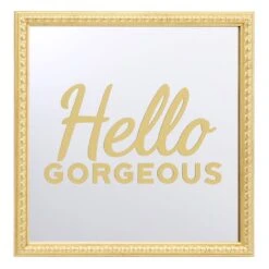 3-Piece Hello Gorgeous Gold Framed Wall Mirror Set, 10" -Luxeframe Shop 3 piece hello gorgeous gold framed wall mirror set 10 3