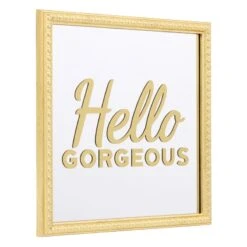 3-Piece Hello Gorgeous Gold Framed Wall Mirror Set, 10" -Luxeframe Shop 3 piece hello gorgeous gold framed wall mirror set 10 5