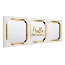 3-Piece Hello Gorgeous Gold Framed Wall Mirror Set, 10" -Luxeframe Shop 3 piece hello gorgeous gold framed wall mirror set 10 7
