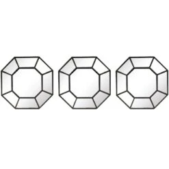3-Piece Ivy Black Wall Mirror Set, 10"
