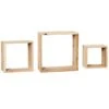 3-Piece Natural Wooden Cube Wall Shelf Set -Luxeframe Shop 3 piece natural wooden cube wall shelf set