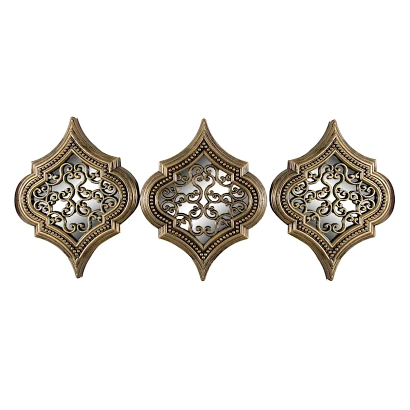 3-Piece Ornate Bronze Wall Mirror Set, 18x24 1 3-Piece Ornate Bronze Wall Mirror Set, 18x24