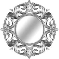 3-Piece Ornate Silver Wall Mirror Set, 10" -Luxeframe Shop 3 piece ornate silver wall mirror set 10 4