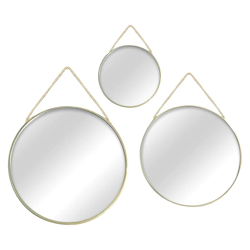 3-Piece Round Mirror Set W/Chain Hanger 1 3-Piece Round Mirror Set W/Chain Hanger