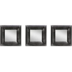 3-Piece Silver Distressed Wall Mirror Set, 10"