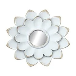 3-Piece White Floral Accent Wall Mirror Set, 14" -Luxeframe Shop 3 piece white floral accent wall mirror set 14 2