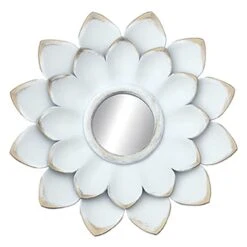 3-Piece White Floral Accent Wall Mirror Set, 14" -Luxeframe Shop 3 piece white floral accent wall mirror set 14 4