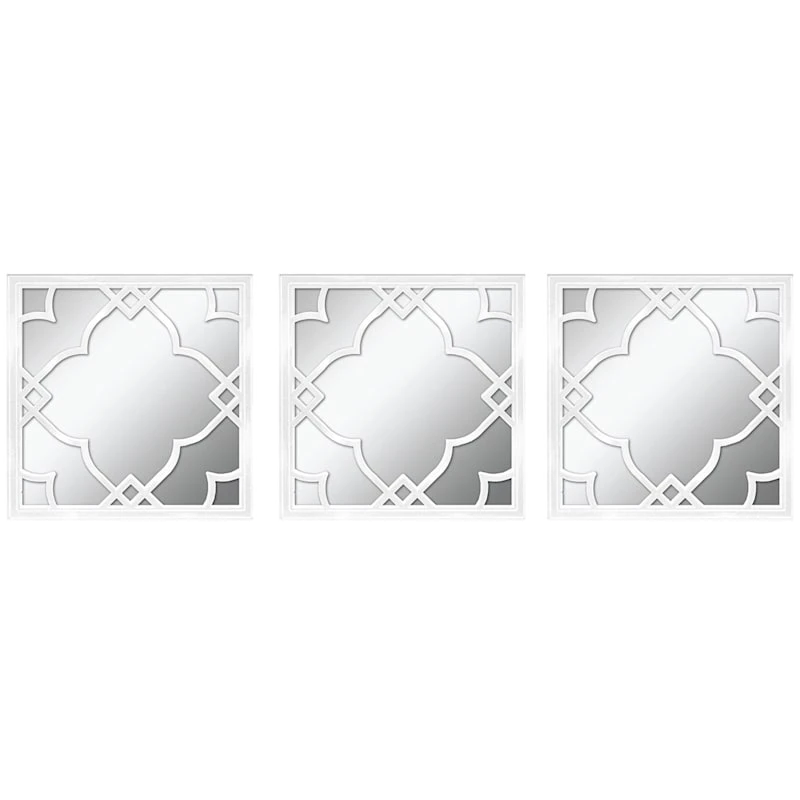 3-Piece White Peony Wall Mirror Set, 10" 1 3-Piece White Peony Wall Mirror Set, 10"