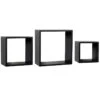 3-Piece Wooden Cube Wall Shelf Set, Black -Luxeframe Shop 3 piece wooden cube wall shelf set black