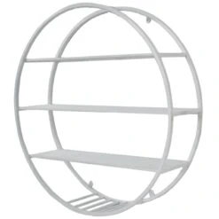 3-Tier Metal White Round Wall Shelf, 32"