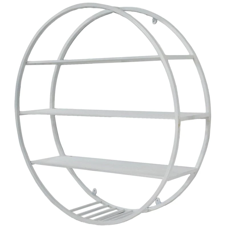 3-Tier Metal White Round Wall Shelf, 32" 1 3-Tier Metal White Round Wall Shelf, 32"