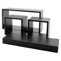 4-Piece Black Wall Shelf Cube Set