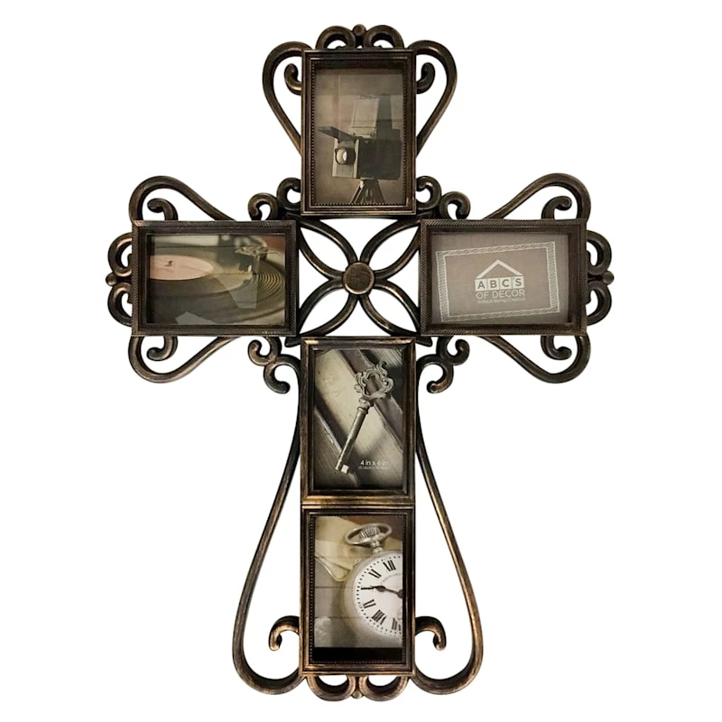5-Opening Bronze Ornate Antique Cross Collage, 21x27 1 5-Opening Bronze Ornate Antique Cross Collage, 21x27