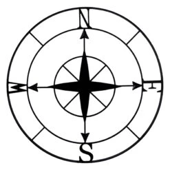 Antique Black Metal Compass Wall Decor, 30"