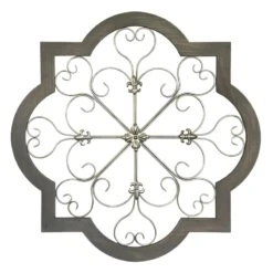 Barbed Quatrefoil Scroll Black Wood Wall Decor, 36"