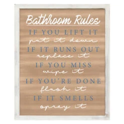 Bathroom Rules Wood Wall Art, 16x20