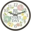 Be Happy Everyday Floral Print Accent Wall Clock, 12x12 -Luxeframe Shop be happy everyday floral print accent wall clock 12x12 1