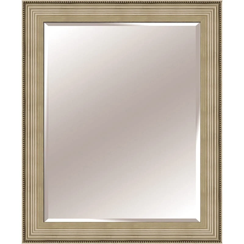 Beaded Champagne & Silver Wood Framed Wall Mirror, 28x34 1 Beaded Champagne & Silver Wood Framed Wall Mirror, 28x34