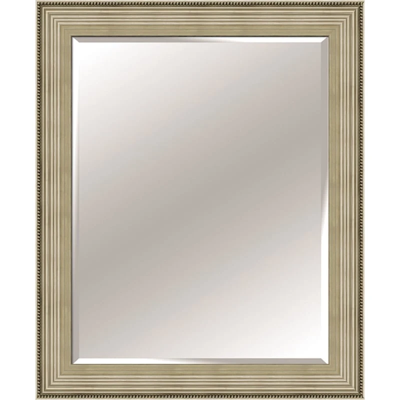 Beaded Champagne & Silver Wood Framed Wall Mirror, 30x42 1 Beaded Champagne & Silver Wood Framed Wall Mirror, 30x42
