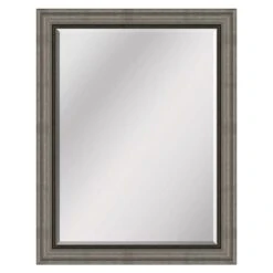 Beaded Pewter & Bronze Framed Beveled Wall Mirror, 43x55