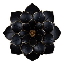 Black & Gold Metal Flower Wall Decor, 21"