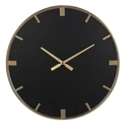 Black & Gold Round Wall Clock, 24"