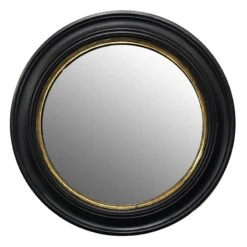 Black & Gold Round Wall Mirror, 30"